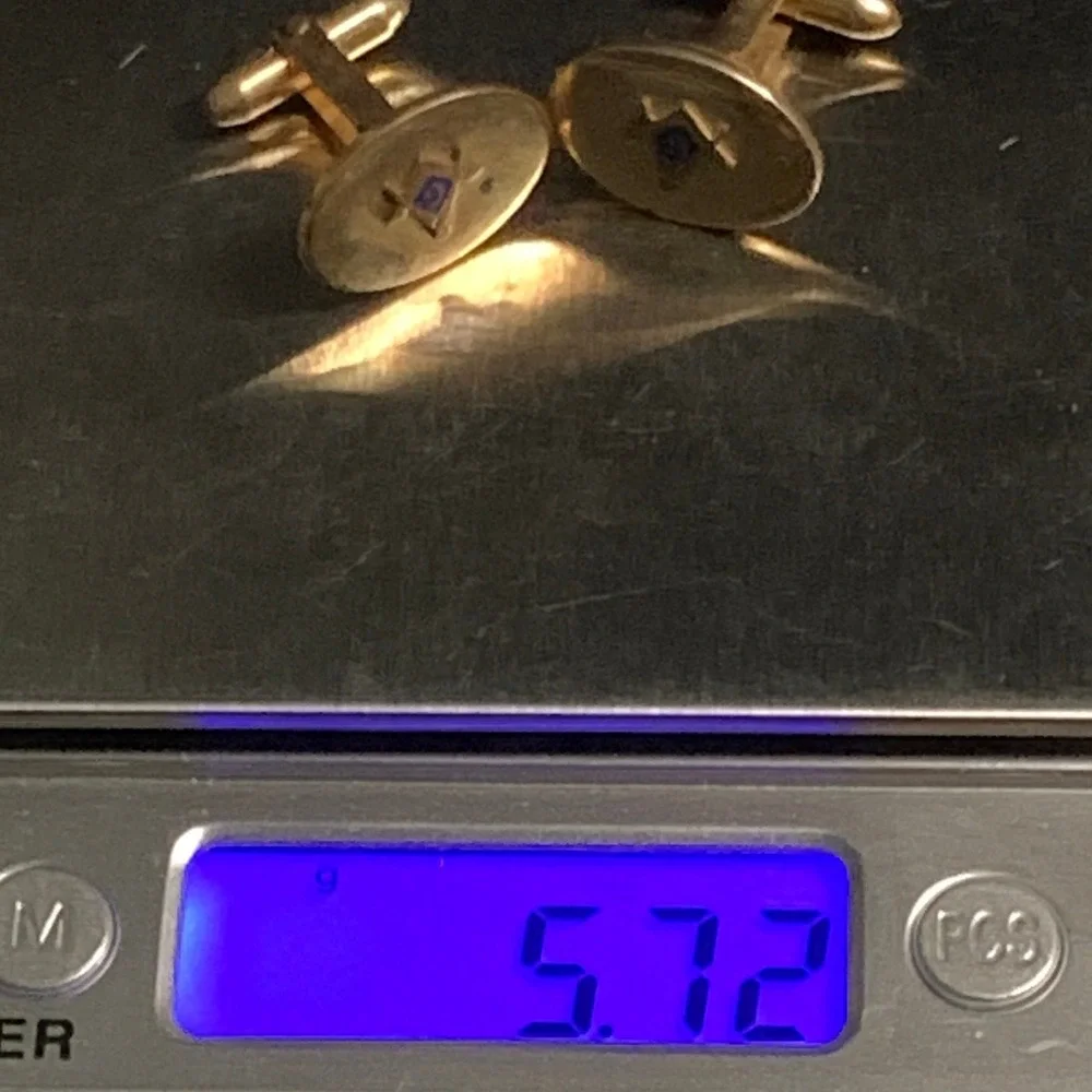 Vintage Masonic Cufflinks 1/20 12K Gold Filled Blue Enamel G Square Compasses